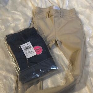 Tan and Black Fleece-Lined Pants
